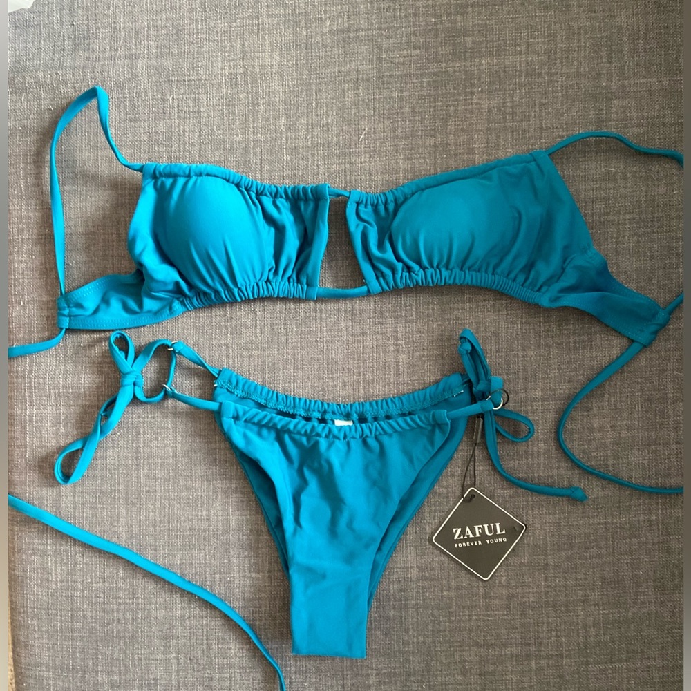 Zaful Teal String Bikini Sz Small